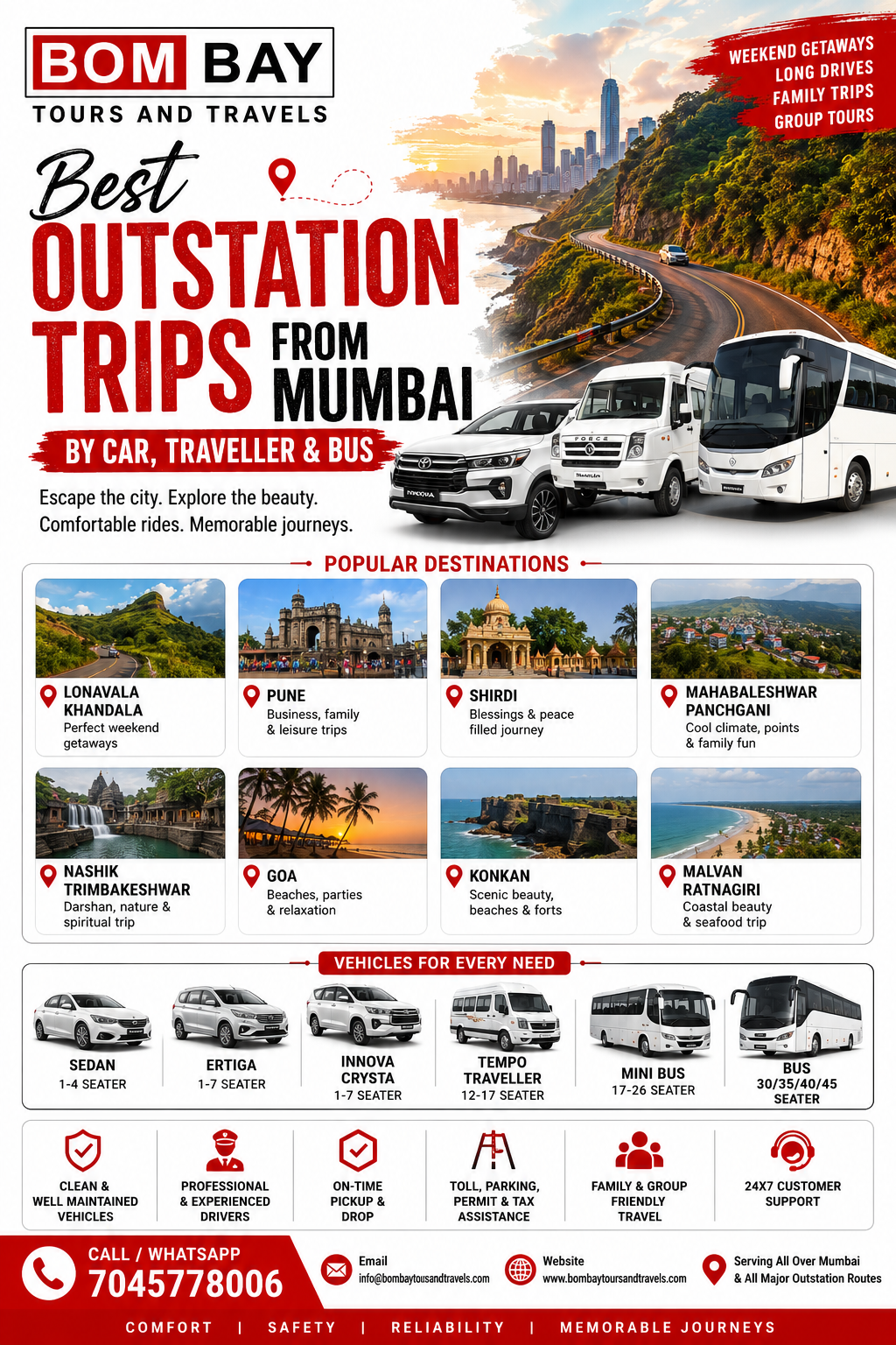 Best Outstation Trips from Mumbai by Car, Traveller & Bus