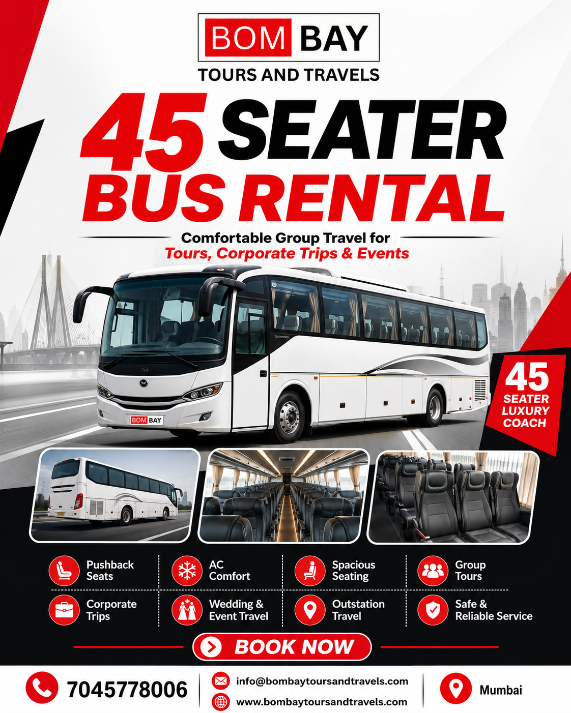 Luxury AC Bus 45 Seater